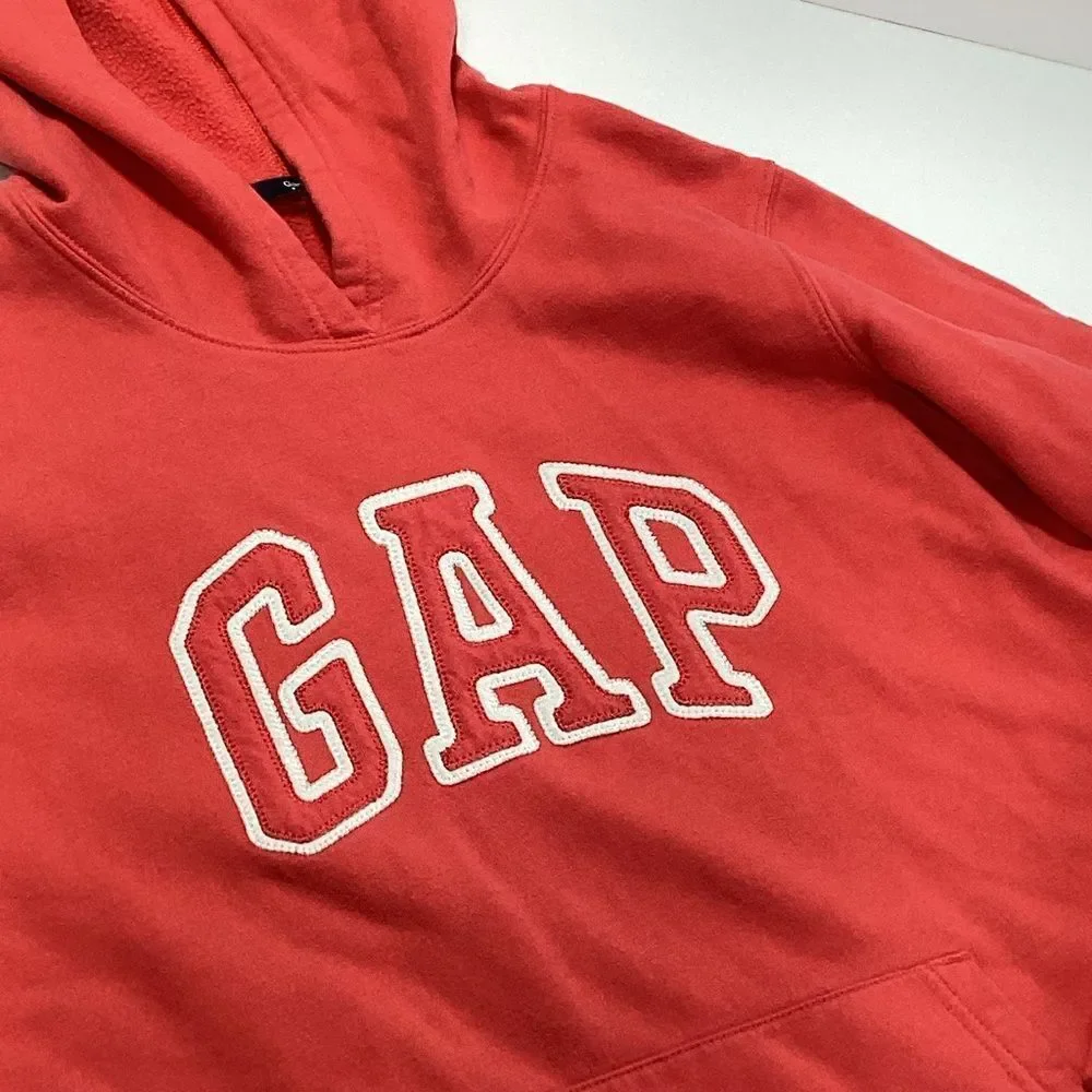 GAP Casual Hoodie Big Kids Size M Coral Rosebush White Logo Pullover